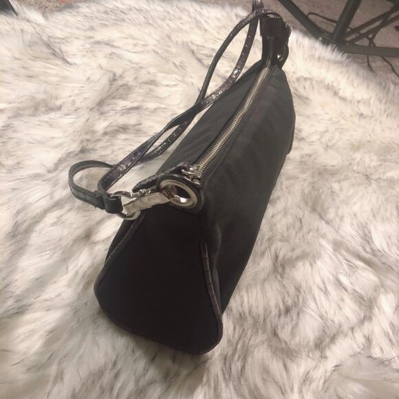 Vintage Apostrophe Y2k Little Black Prom Purse w/ Snake Print Handles - Picture 3 of 13